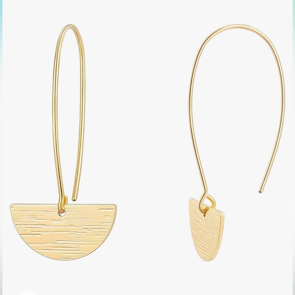 ✨NWT✨ Half Circle Minimal Bohemian Drop Earrings✨Handmade ✨ Geometric Dangler - Picture 1 of 6